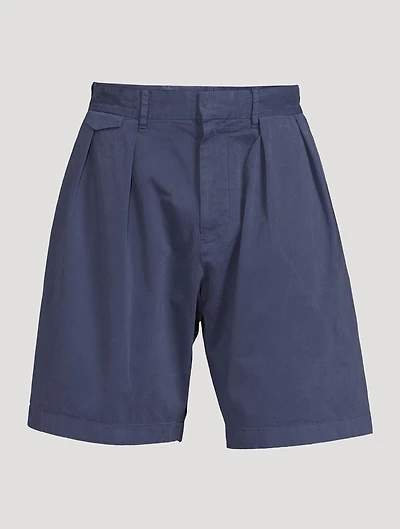Cotton-Blend Double-Pleat Shorts