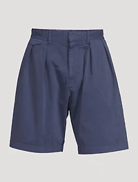 Cotton-Blend Double-Pleat Shorts