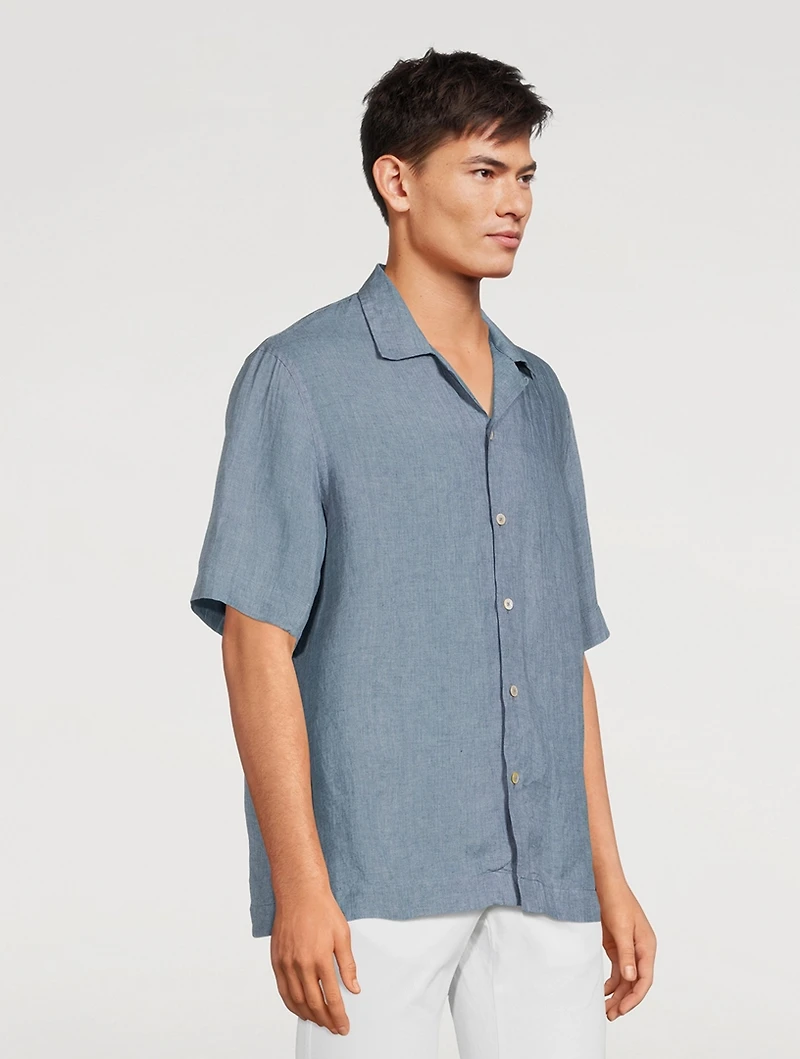 Linen Chambray Bowling Shirt