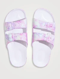 Vegan Rubber Slide Sandals Leopard Print