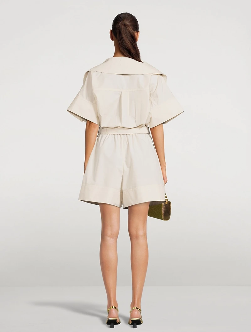 Belted Poplin Utility Romper
