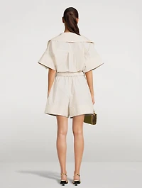 Belted Poplin Utility Romper