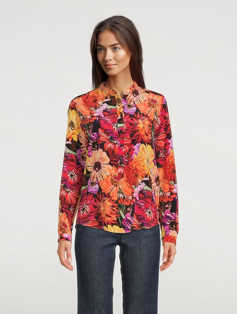 Silk Shirt Poppy Print