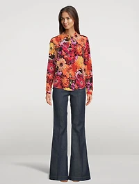 Silk Shirt Poppy Print