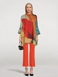Cropped Flare Twill Trousers