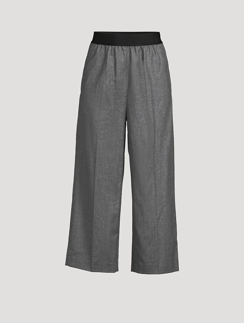 Wool Flannel Wide-Leg Trousers