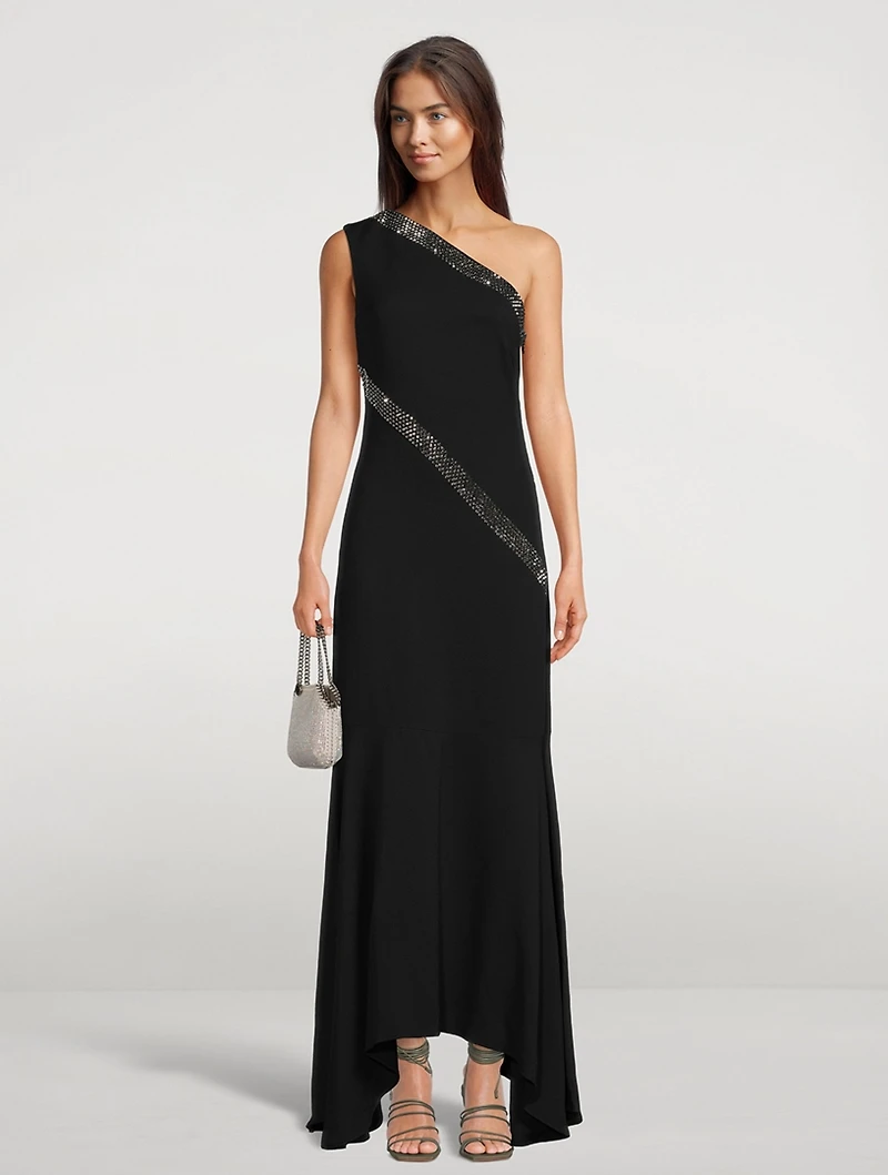 Embellished One-Shoulder Gown