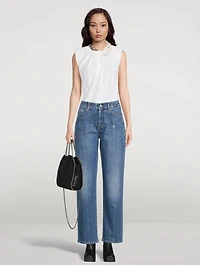Diamanté Striped Straight-Leg Jeans