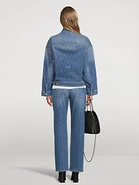 Diamanté Striped Denim Jacket