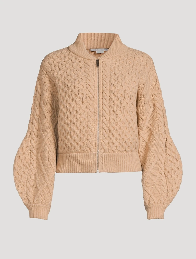 Cable-Knit Wool Cardigan