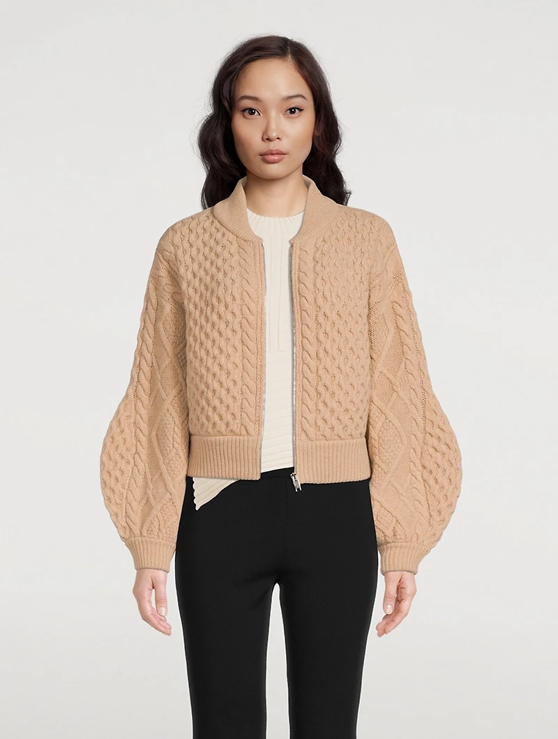 Cable-Knit Wool Cardigan