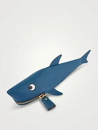 Leather Shark Zip Pouch