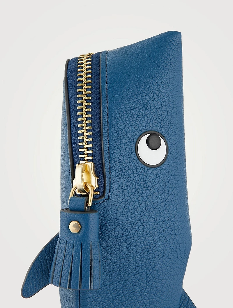 Leather Shark Zip Pouch