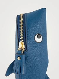 Leather Shark Zip Pouch