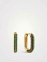 Pavé Chain Link Huggie Hoop Earrings