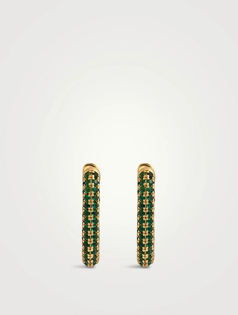 Pavé Chain Link Huggie Hoop Earrings
