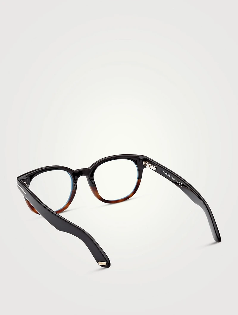 Round Optical Glasses With Blue Block Lenses