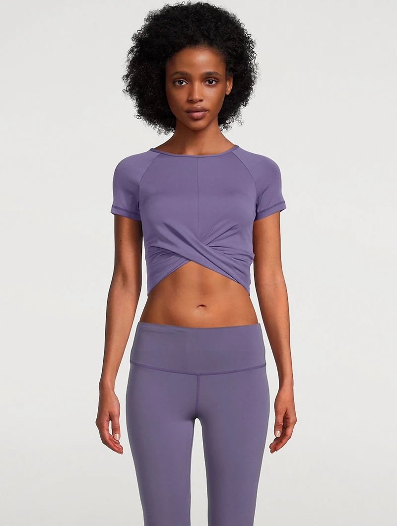 Nude Wrap-Front Crop Top