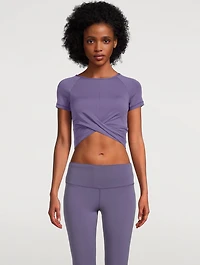 Nude Wrap-Front Crop Top