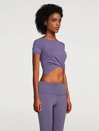 Nude Wrap-Front Crop Top
