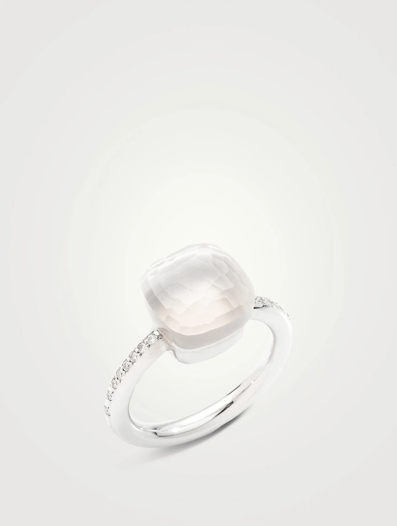 Nudo Classic 18K White Gold Ring With Milky Quartz
