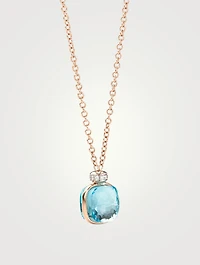 Nudo Classic 18K Rose And White Gold Pendant Necklace With Sky Blue Topaz And Diamonds