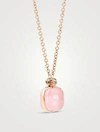 Nudo Classic 18K Rose Gold Pendant Necklace With Rose Quartz, Chalcedony And Diamonds