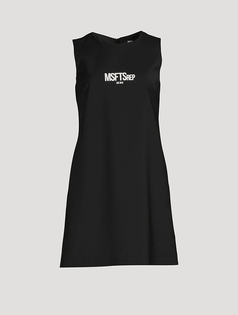 Logo Sleeveless Wool Mini Dress