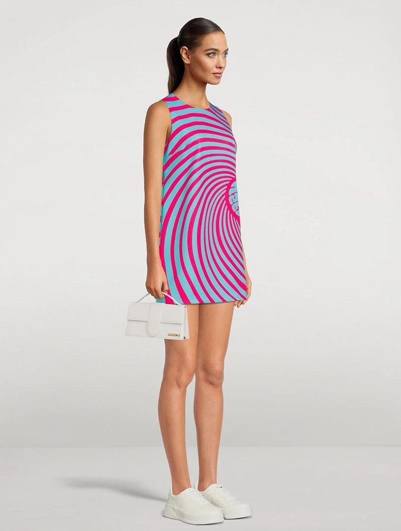 Sleeveless Mini Dress Spiral Print
