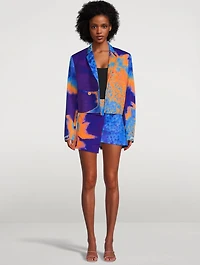 Cropped Jacket Sunflower Print