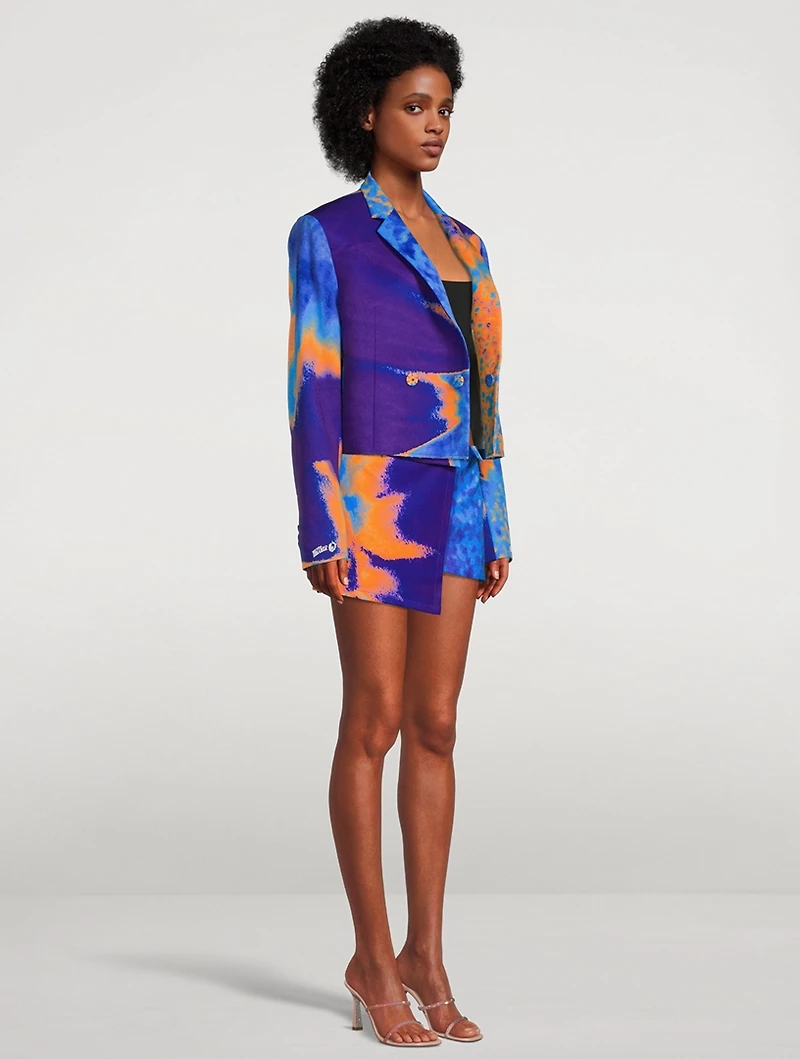 Cropped Jacket Sunflower Print