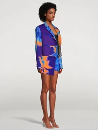Cropped Jacket Sunflower Print