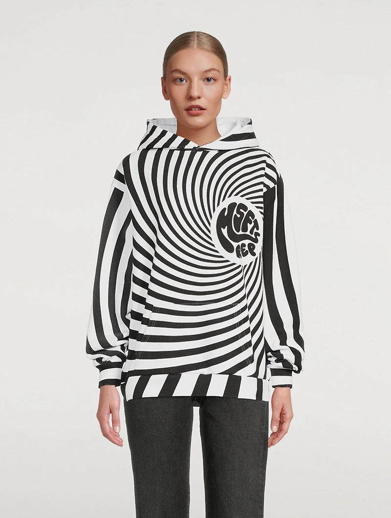 Cotton Hoodie Spiral Print