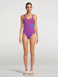 One-Piece Swimsuit Spiral Print