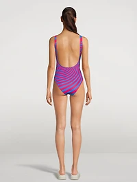 One-Piece Swimsuit Spiral Print