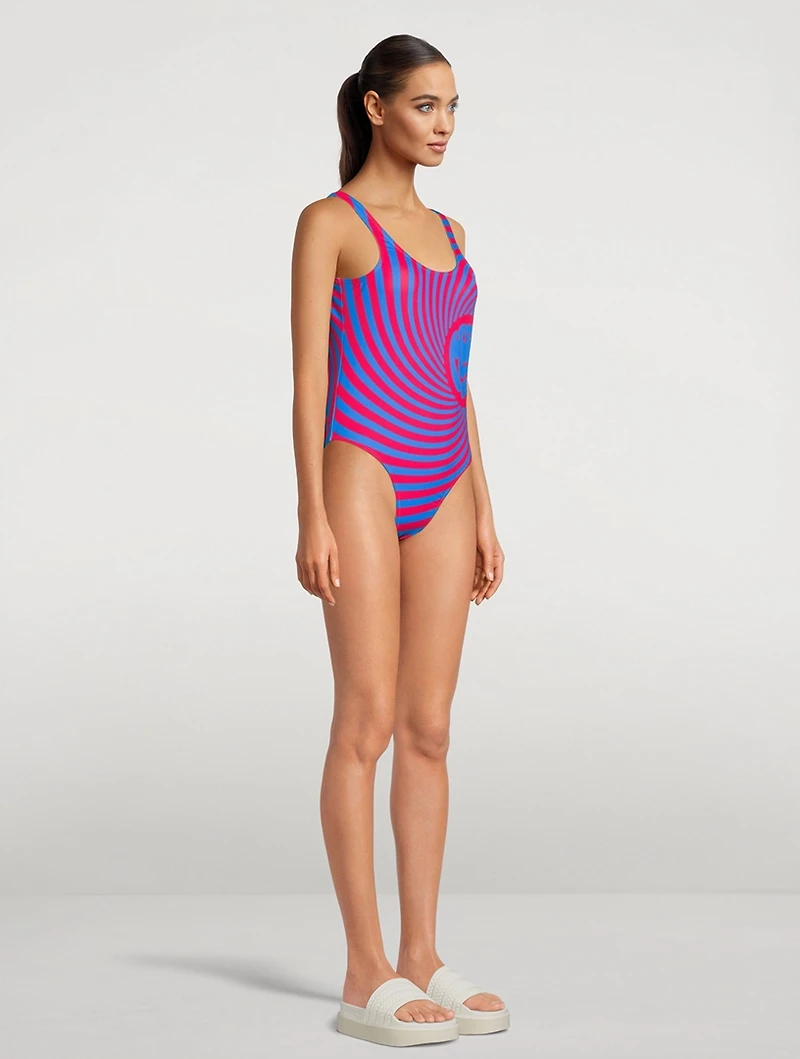 One-Piece Swimsuit Spiral Print
