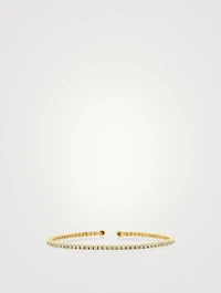 Small 18K Gold Four-Prong Tennis Cuff Bracelet With Diamonds