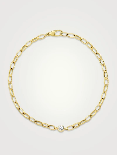 Small 18K Gold Edith Bracelet With Diamond Bezel Accent