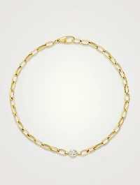 Small 18K Gold Edith Bracelet With Diamond Bezel Accent