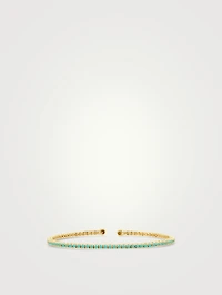 Small 18K Gold Four-Prong Tennis Cuff Bracelet With Turquoise
