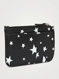 Cash Leather Zip Card Holder In Star Print