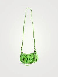 Mini La Cagole Croc-Embossed Leather Chain Wallet
