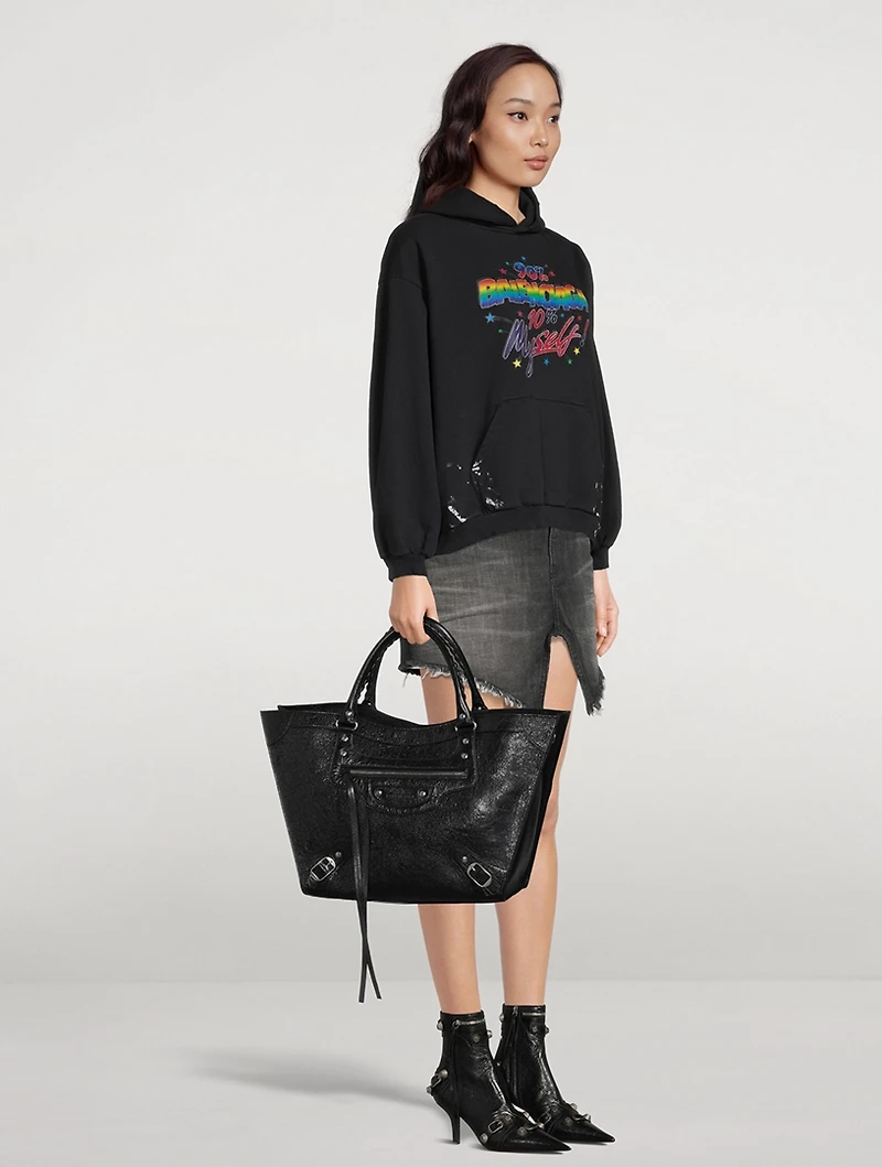 Large Neo Classic Upside Down Leather Tote Bag