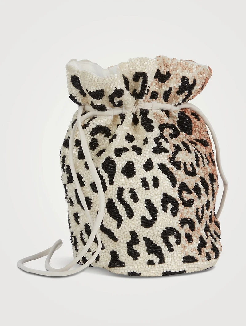 Mini Beaded Pouch In Leopard Print