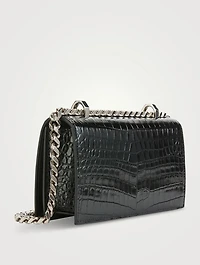 Mini Jewelled Croc-Embossed Leather Satchel