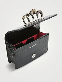 Mini Jewelled Croc-Embossed Leather Satchel