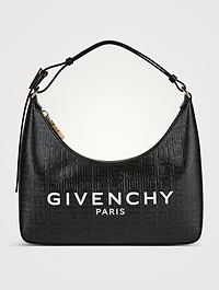 Small Moon Cut Out Embossed Coated Canvas Shoulder Bag