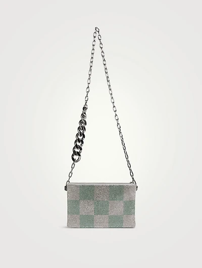 Crystal Mesh Crossbody Bag In Check Print