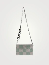 Crystal Mesh Crossbody Bag In Check Print