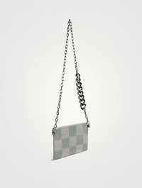 Crystal Mesh Crossbody Bag In Check Print